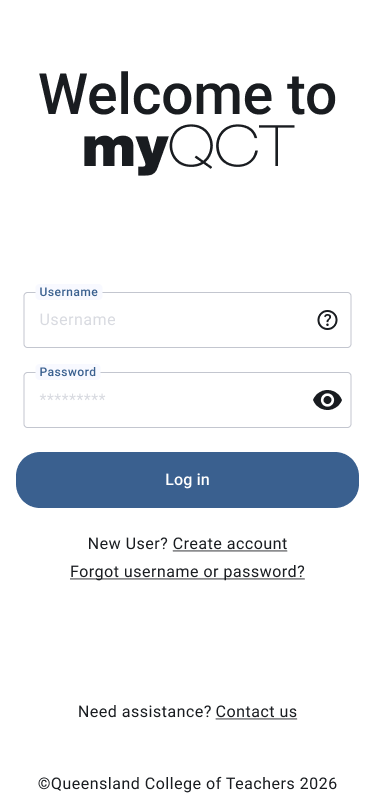 Log In screen