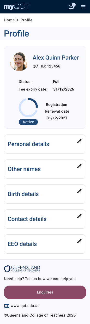 Profile (default) screen 01